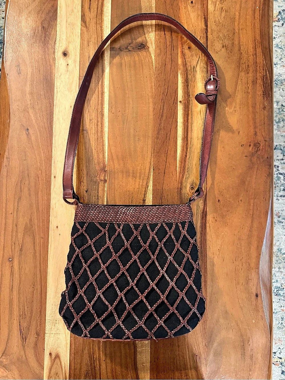 Talbots Brown & Black Geometric Shoulder Bag